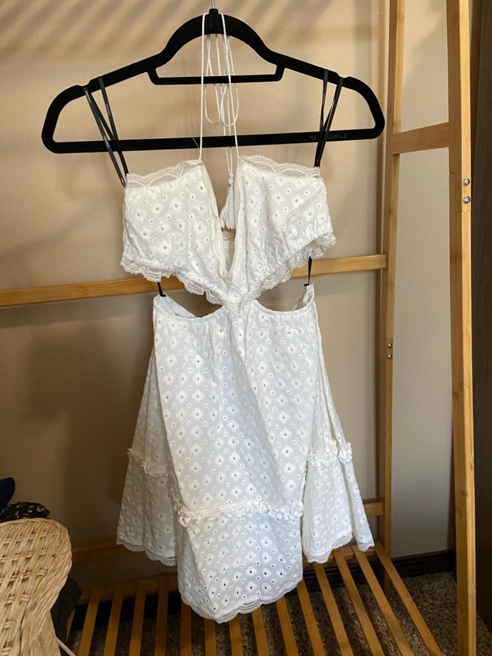 Forever 21 White Floral Eyelet Mini Dress